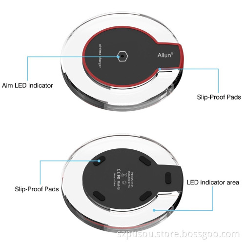 Qi Wireless charger with LED lighting for samsung galaxy S6 S7 edge wireless charger